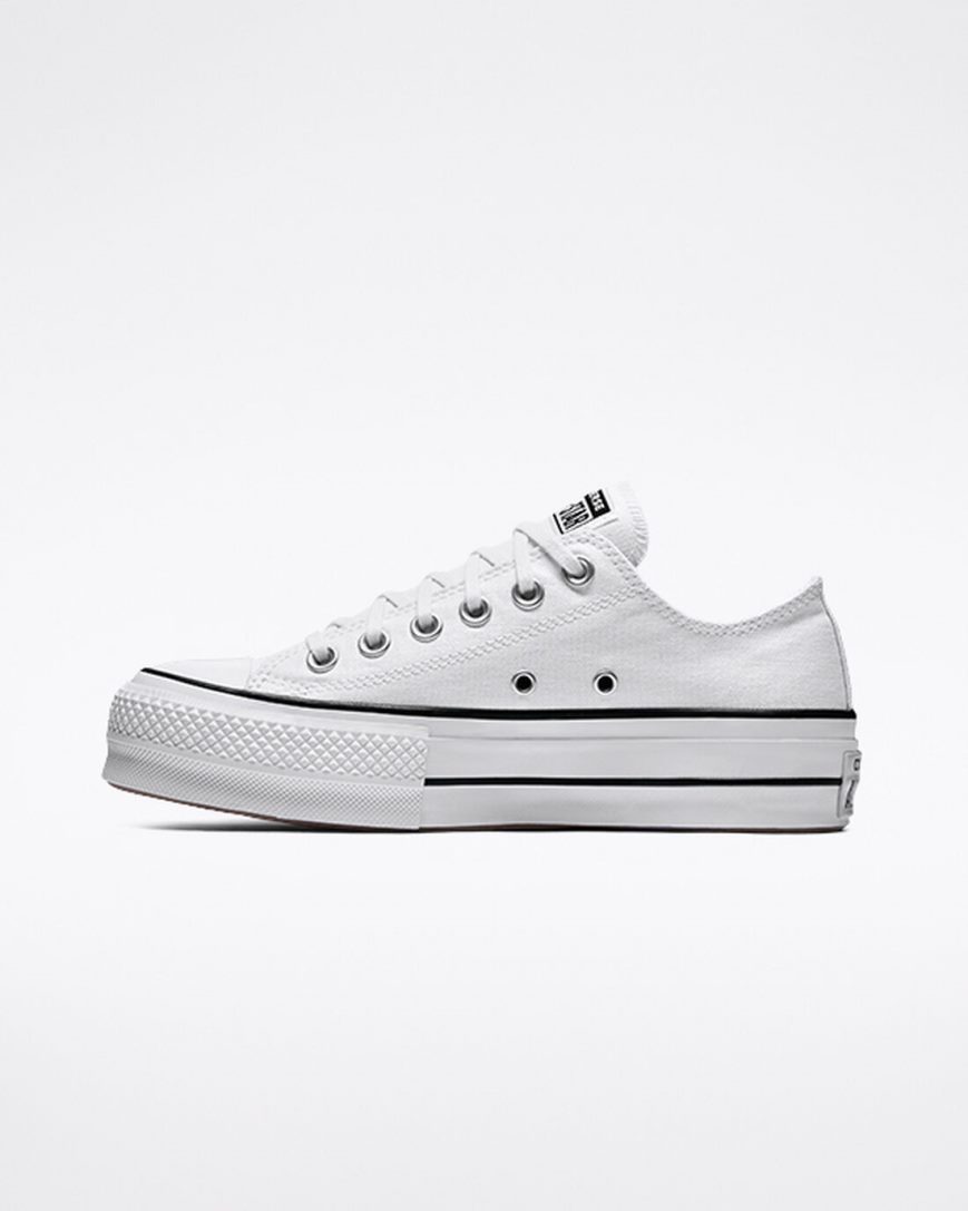 Dámské Boty Na Platformy Converse Chuck Taylor All Star Lift Platene Nízké Bílé Černé Bílé | CZ LSWG03